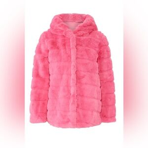 APPARIS Goldy faux fur jacket with hood in Fuchsia